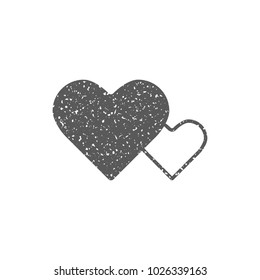 Heart shape icon in grunge texture. Vintage style vector illustration.