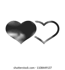 Heart shape icon in halftone style. Black and white monochrome vector illustration.