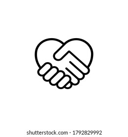 Heart shape icon. Handshake. Symbol friendship day, love. Vector on isolated white background. EPS 10.