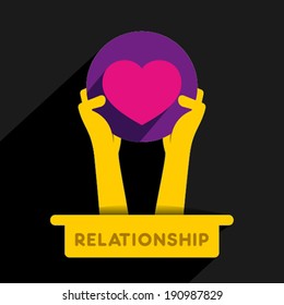 heart shape icon hold in hand or creative design concept vector