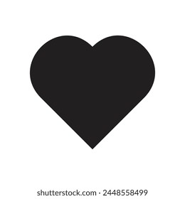 Heart shape icon, Isolated over white background, Love symbol vector solid black icon.