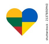 heart shape icon with lithuania and ukraine flag. vector illustration isolated on white background