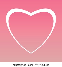 Icono de forma de corazón gradiente de color rosa o blanco ilustración vectorial.