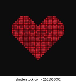 Heart shape icon. Pixel art. Abstract vector background
