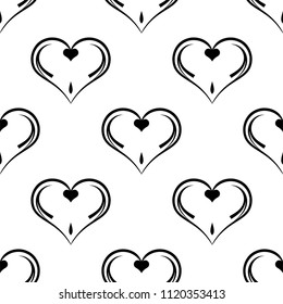 Heart Shape Icon Seamless Pattern Vector Art Illustration