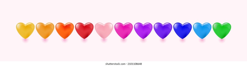 Heart shape icon set realistic 3d vector decoration banner background