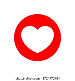 icono de forma de corazón simple en color rojo circular