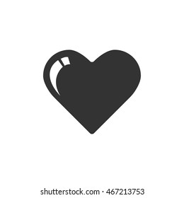 Heart shape icon in single grey color. Romance love wedding symbol