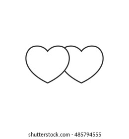 Heart shape icon in thin outline style. Couple wedding valentine engagement.