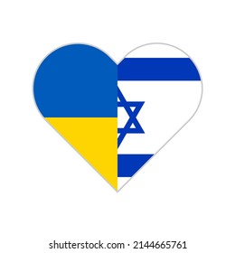 heart shape icon with ukraine and israel flags. vector illustration isolated on white background