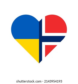 heart shape icon with ukraine and norway flag. vector illustration isolated on white background
