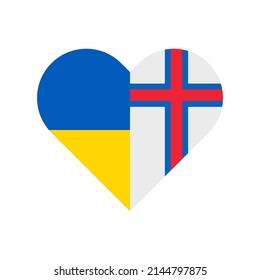 heart shape icon with ukrainian and faroe islands flag. vector illustration isolated on white background