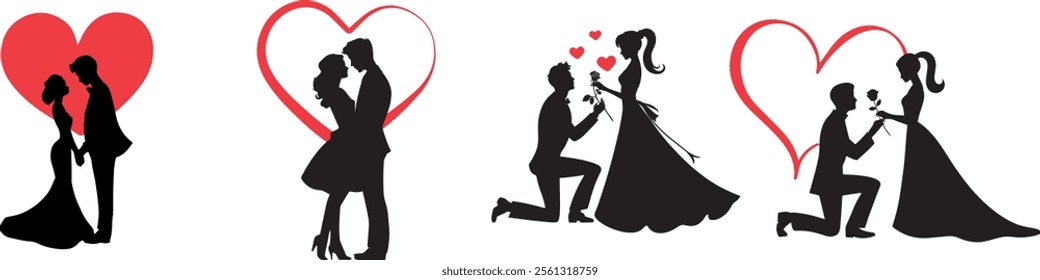 heart shape icon vector couple love art for valentine bride and groom propose