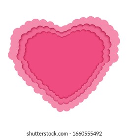 Heart shape and icon. Wedding gift card, poster concept vector illustration, isolated on white background. Cutting paper 3D abstract banner, flyer concept vector illustration. Colorful carving art.