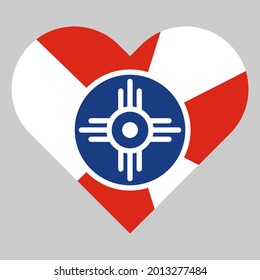 heart shape icon with wichita flag. vector illustration