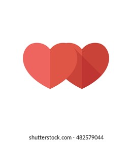Heart shape icons in flat color style. Couple wedding valentine engagement.