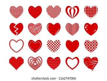Heart shape icons set