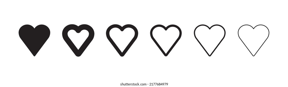 Heart shape icons. Set of pictogram hearts.