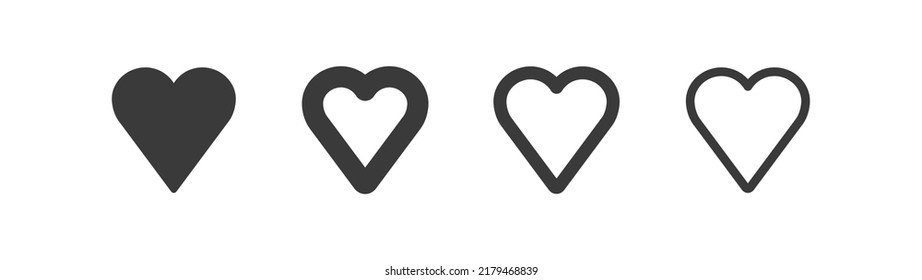 Heart shape icons. Set of pictogram hearts.
