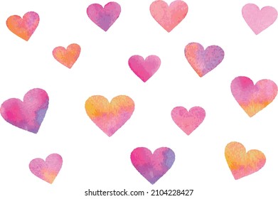 Heart shape illustration, hand-drawn watercolor, pinkish