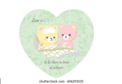 Heart shape illustration of Love Bear Couple - sickness