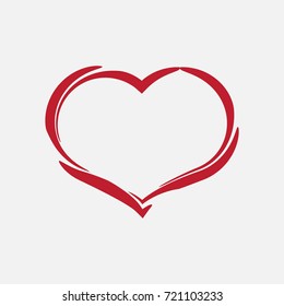 Heart Shape Illustration Red Outline Poster