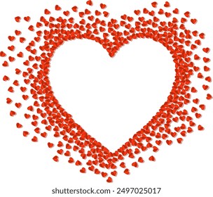 Heart shape illustration for Valentines Day greeting card on transparent background