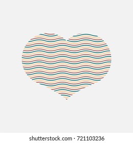 Heart Shape Illustration Wave Pattern Rainbow Like Colors Poster