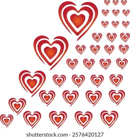 Heart shape images in a row