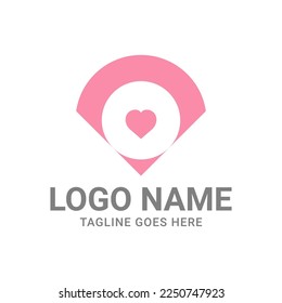 forma del corazón dentro del elemento de diseño del logotipo del vector circular abstracto