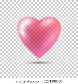 Heart shape isolated on transparent background. Pink balloon heart. Vector design element