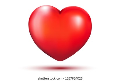 Heart shape isolated on white background. Realistic vector 3D illustration. Of free space for texts and branding.