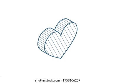 heart shape isometric icon. 3d vector illustration. Isolated line art technical drawing. Editable stroke