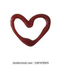 A heart shape of ketchup. Vector illustration. Bright tomato paste.