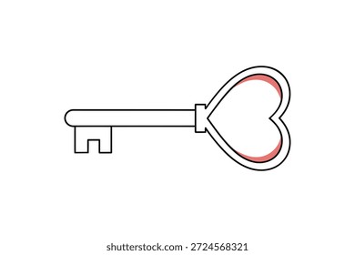 Icono de la llave de la forma del corazón para desbloquear el amor romántico y el diseño secreto del símbolo de la conexión de la relación