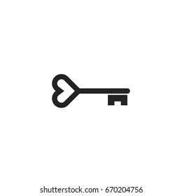 heart shape key icon vector isolated