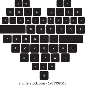 Heart shape keyboard illustration print for tee and poster