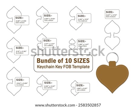 Heart shape keychain key FOB Dieline Template