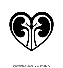 Heart shape with kidney silhouette icon vector illustration design on white background.