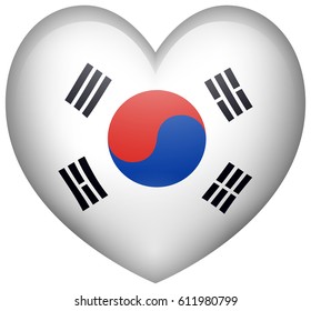 Heart shape with Korean flag illustration