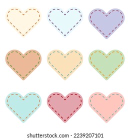 Heart shape label tag set with broken lines.
