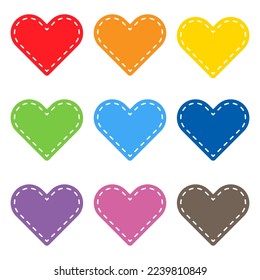 Heart shape label tag set with broken lines.