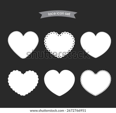 Heart Shape Lace Frame Border Vector Set