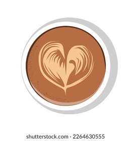 heart shape latte art illustration, heart shape latte art coffee base