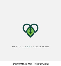 Heart shape with leaf logo icon