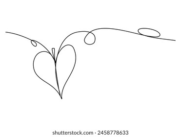 Heart Shape Leaf, eine Linie zeichnende Vektorillustration.