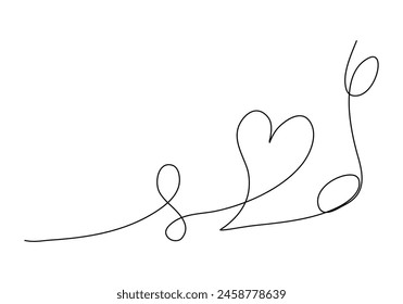 Hoja en forma de corazón, una línea dibujando Ilustración vectorial.