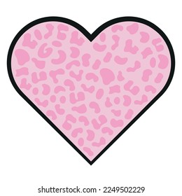 Heart shape with leopard pattern pink flat style illustration