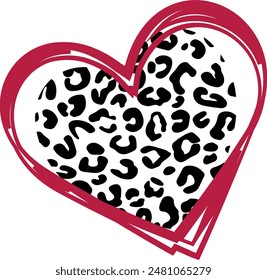 Heart shape with leopard print texture. Vector Illustration