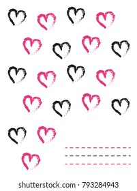 Heart shape letter pad design and illustration with pink heart. background design and illustration for card,letter pad and postcard . 